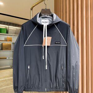 Miu Miu Dark Hooded Windbreaker Jacket Sz L